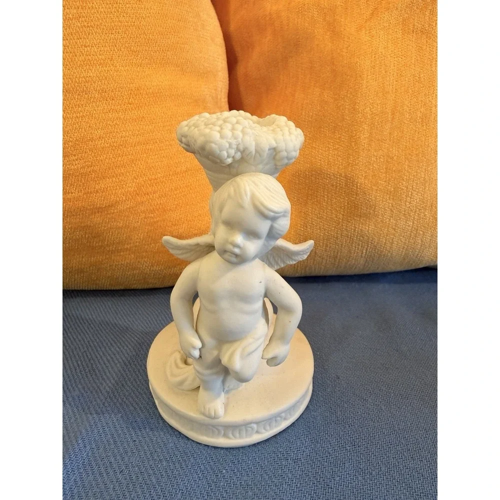 3 Small Cherub Ceramic Candle Holders | Matte White | Angels | Vintage 90's